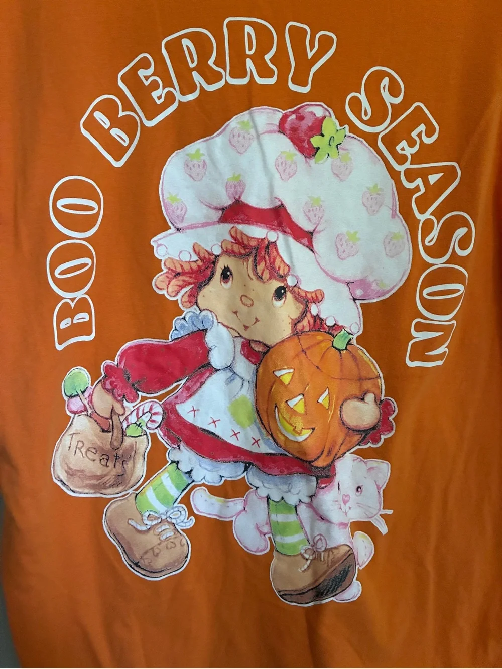 Orange Halloween 'Boo Berry Season' Stawberry Shortcake Graphic Tee Sz M - Picture 6 of 6